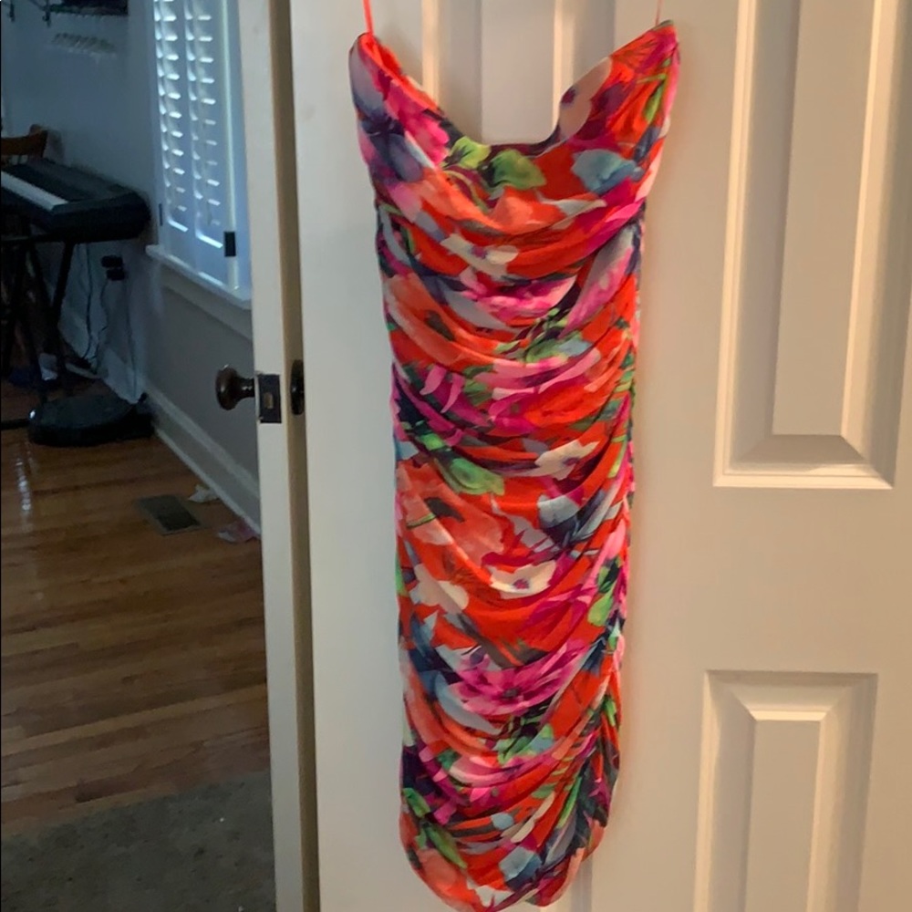 Floral mini dress - strapless